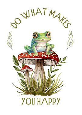 Frog on Mushroom with Motivational Quote