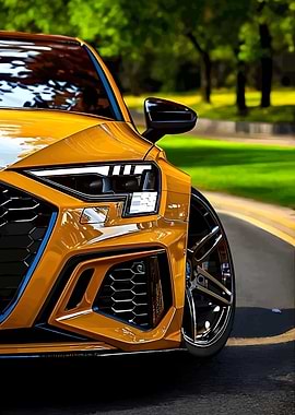 Yellow Car Close-Up on Road