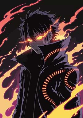 Anime Character with Fiery Eyes
