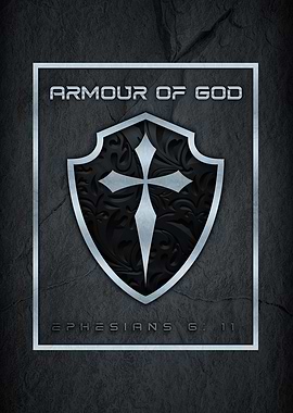 Armor of God Shield Silver Cross Christian Faith Bible Verse