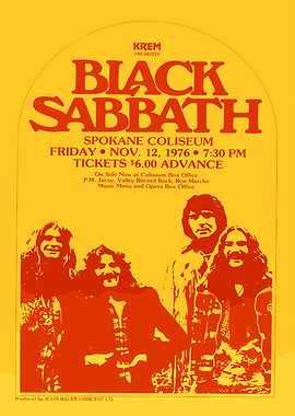 Black Sabbath Spokane 1976 Concert Poster