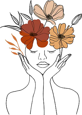 Floral Woman Line Art Illustration