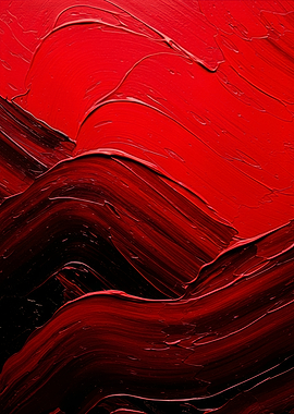 Abstract Red and Black Oil Painting