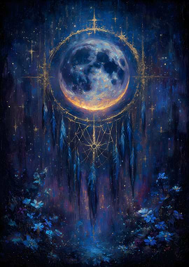 Dreamcatcher Moonlit Night Painting