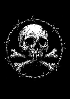 Skull and Crossbones with Barbed Wire