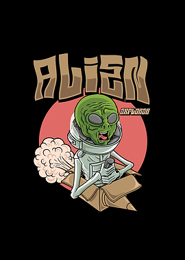 Alien Explorer in Cardboard Spaceship