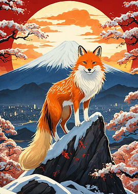 Fox Mount Fuji Cherry Blossoms