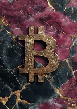 Golden Bitcoin on Marble