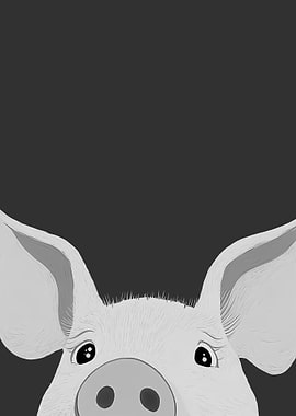 Peeking Pig Illustration