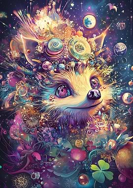 Psychedelic Fox Close-Up – Visionary Digital Art for Modern Walls