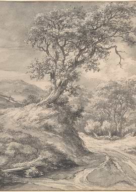 Dune Landscape with Oak Tree