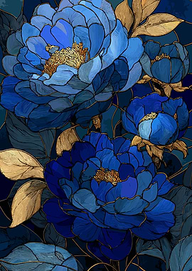 Blue and Gold Floral Pattern