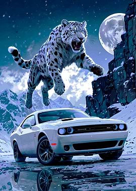 Snow Leopard and Dodge Challenger