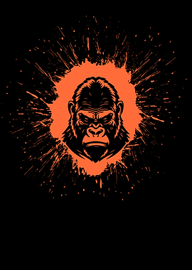 Gorilla Head with Orange Splatter