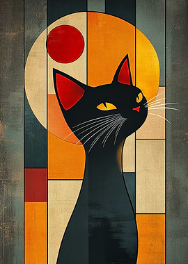 Abstract Black Cat Art