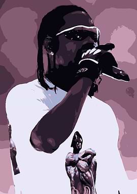 Rapper performing with microphone, stylized art