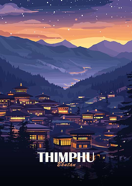 Thimphu, Bhutan at Night
