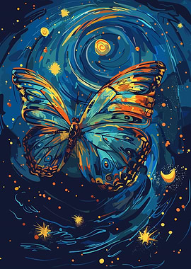 Butterfly in a Starry Night