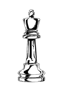 Chess King Piece Black and White