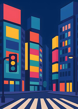 Colorful Cityscape at Night