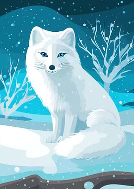 Arctic Fox in Winter Landscape