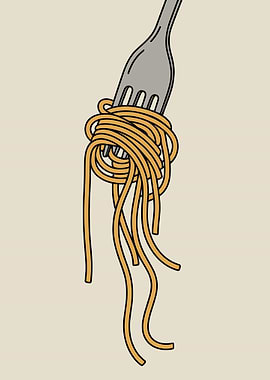 Spaghetti on Fork Illustration