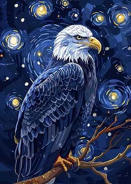 Eagle in Starry Night Style