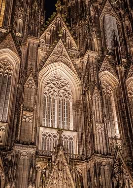 Cologne Cathedral Facade at Night