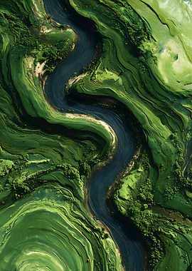 Aerial River Green Landscape
