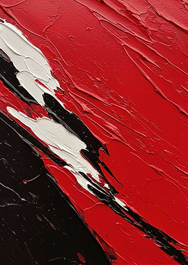 Abstract Red, Black, and White Painting