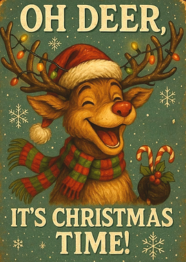 Christmas Reindeer with Lights and Scarf