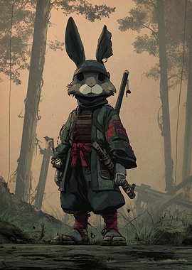 Samurai Rabbit in Forest
