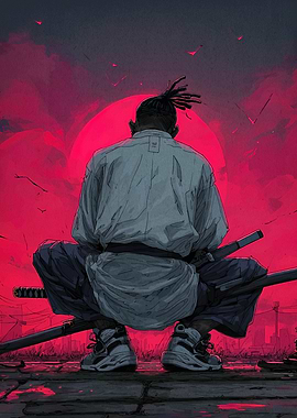 Afro Samurai with Red Sun