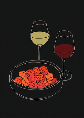 Strawberries and Wine Still Life