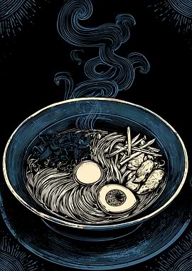 Detailed Ramen Bowl Illustration