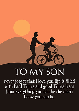 Father and Son Silhouette with Message