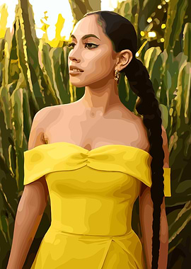 Woman in Yellow Dress Digital Art