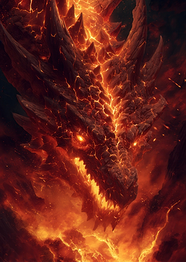 Fiery Lava Dragon Portrait