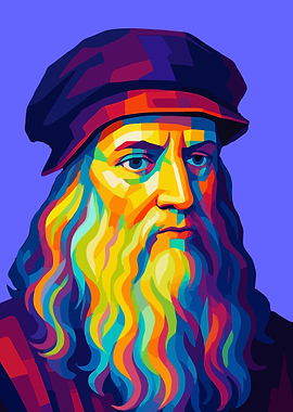 Leonardo da Vinci Colorful Wpap Pop Art Portrait