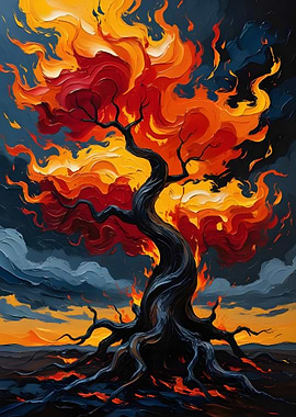 Flaming Tree Digital Art