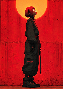 Cyberpunk Girl in Red Light