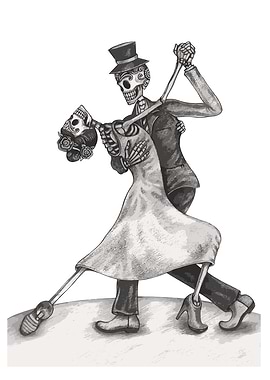 Skeletal Couple Dancing Tango