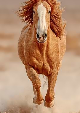 Running Palomino Horse