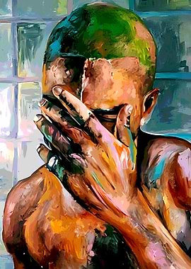 Frank Ocean Abstract Portrait with Hands Covering Face