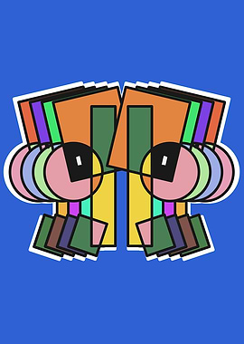 Abstract Geometric Composition on Blue