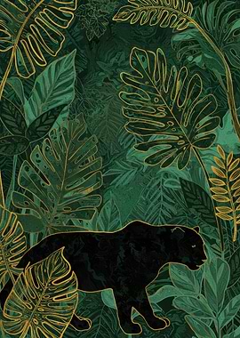 Black Panther in Emerald Jungle
