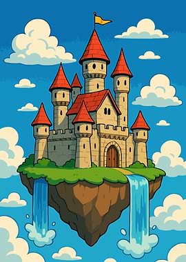Floating Castle in the Sky Illustration