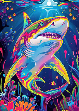 Colorful Shark Ocean Depths