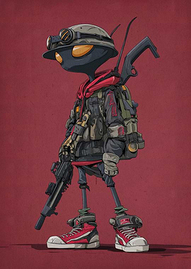 Stylized Soldier Character with Gun