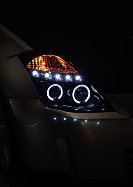 Car Headlight with LED Rings